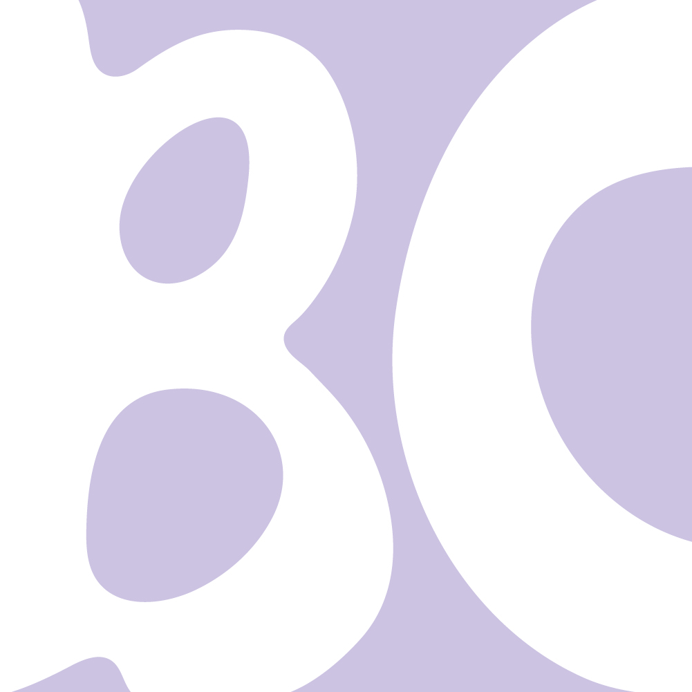 letters B and C in white font and a purple background