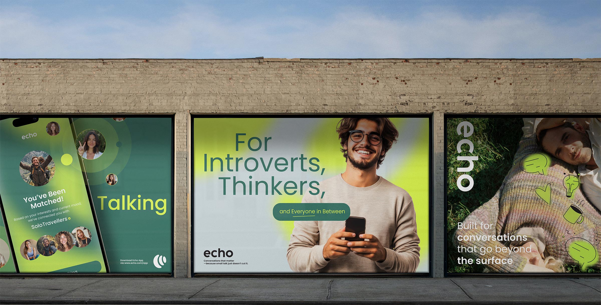 three sidewalk billboard for echo